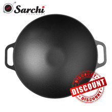 Pre-Seasoned Cast Iron Shallow Concave Wok